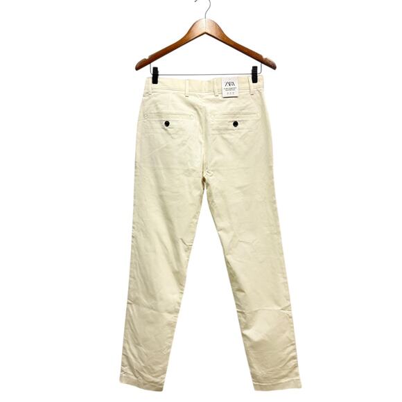 ZARA Men’s Slim Fit Chino Pants in Cream/Bone Cotton Blend size 30 - Picture 3 of 8